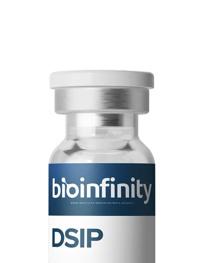 DSIP 5mg research peptide vial, ≥99% HPLC purity — for laboratory research use only