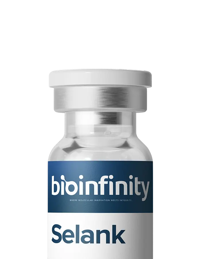 Selank 10mg research peptide vial, ≥99% HPLC purity — for laboratory research use only